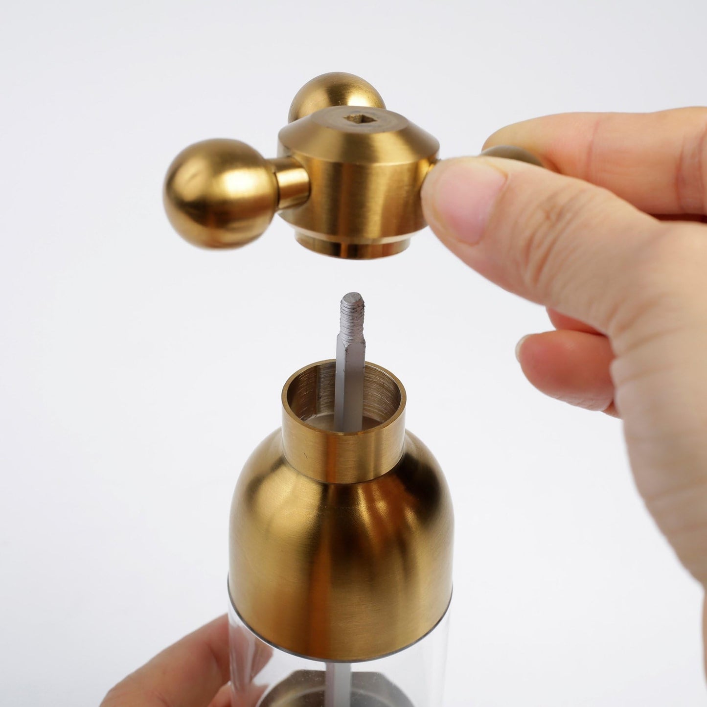 (Gold,2PCS) Salt, Pepper Modern Manual Grinder Set with Solid Handle - Stainless Steel Juego de Molinillo Dorado/Antique Faucet Shakers | Refillable Adjustable Coarseness Mill for BBQ Restaurant, Home