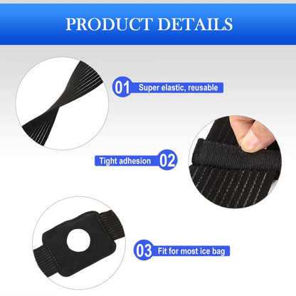 ASEKACK Ice Pack Strap, Extended Version Adjustable Support Wrap, Ice Pack Wrap Band, Ice Bag Strap, Multipurpose Elastic Hook and Loop Extension Strap, 42 inches