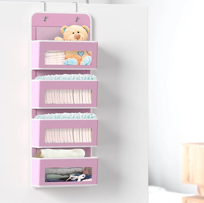 Simple Houseware 4 Clear Window Pocket Over Closet Door Storage Hanging