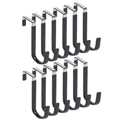 HANGZIGD Over The Door Hooks, Door Hangers Hooks,Extra Long 5" Rustproof Organizer Hook with Soft Rubber Padding, No-Scratch Design for Towels, Robes, Coats, Bags (12 Pack Black)