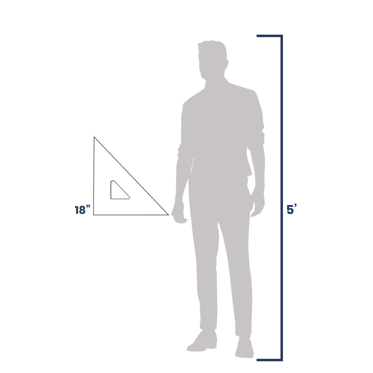 Pacific Arc Drafting Triangle, 18-inch, 45/90 Degrees, Clear Acrylic