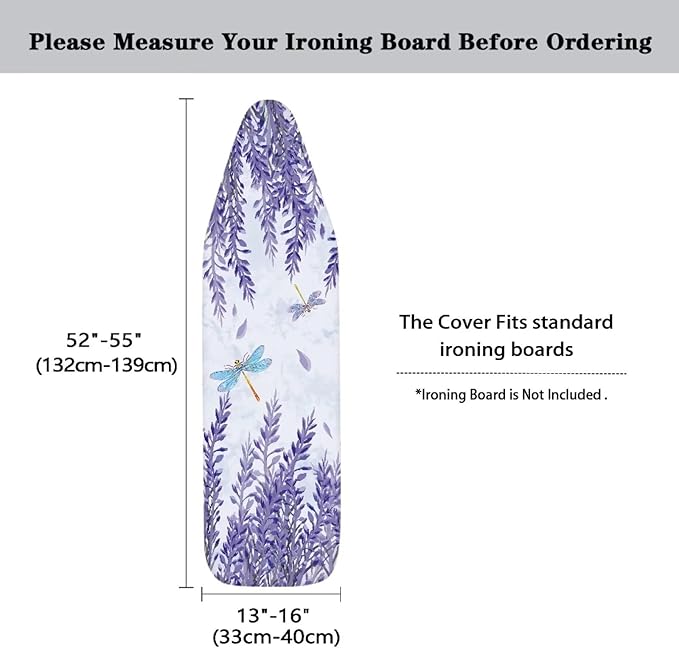 Sprowallow Dragonfly Lavender Ironing Board Cover Standard Size 15x54 inch Heat