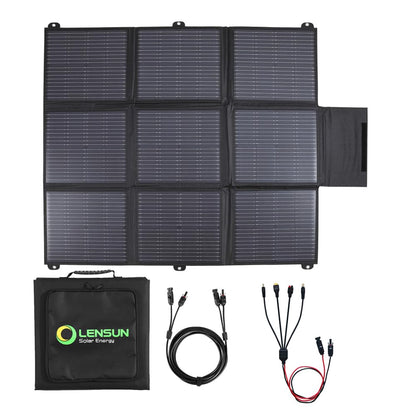 LENSUNSOLAR 200W 12V Portable Solar Panel Blanket with Standard Connectors for Solar Generator Power Station, Lightweight Ultra-Thin only 5.2 kgs/11.4 lbs