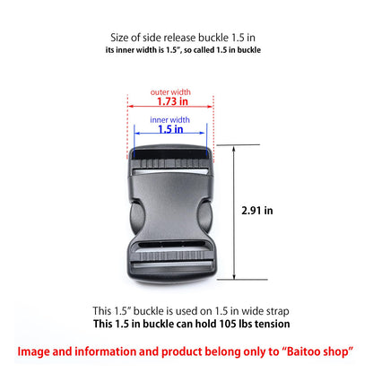 Baitoo Quick Side Release Buckles 1 1/2 inch Heavy Duty Plastic Buckle Clips 1.5" Belt Snap Buckle Clasp Backpack Buckle Replacement for Strap 1.5 inch (1.5inch(38mm)-2 Sets)
