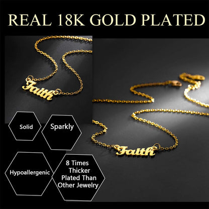 U7 Name Plate Necklace Personalized Gold Plated Choker with 18 Inch Link Chain Custom Name Jennifer Necklace, Friend Daugther Lover Gift
