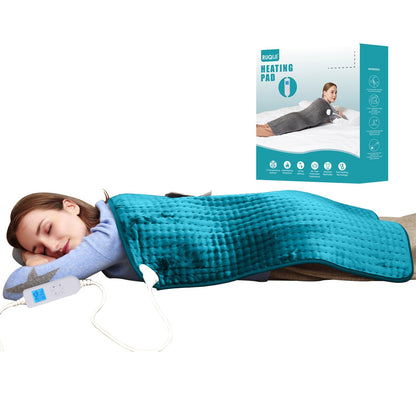 Ruqiji 17''x33'' XXXL King Size Heating Pad with 120 Minutes Auto Shut Off&6 Temperature Settings, Flannel Electric Heating Pad/Pain Relief for Back/Neck/Shoulders/Menstrual Pain/Leg Cramp (Dark Blue)
