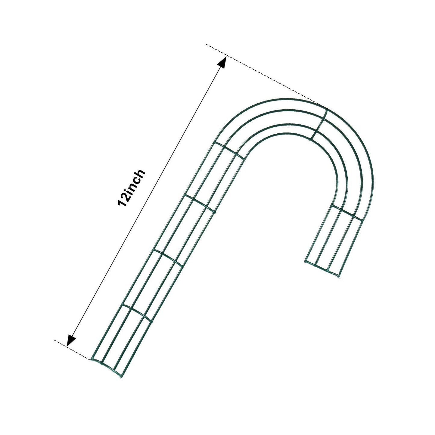 Sumind 4 Pieces 12 Inch Christmas Candy Cane Shaped Wire Wreath Frame Dark Green Metal Flower Wreath Frames Making Rings for Christmas DIY New Year Valentines Party Decoration