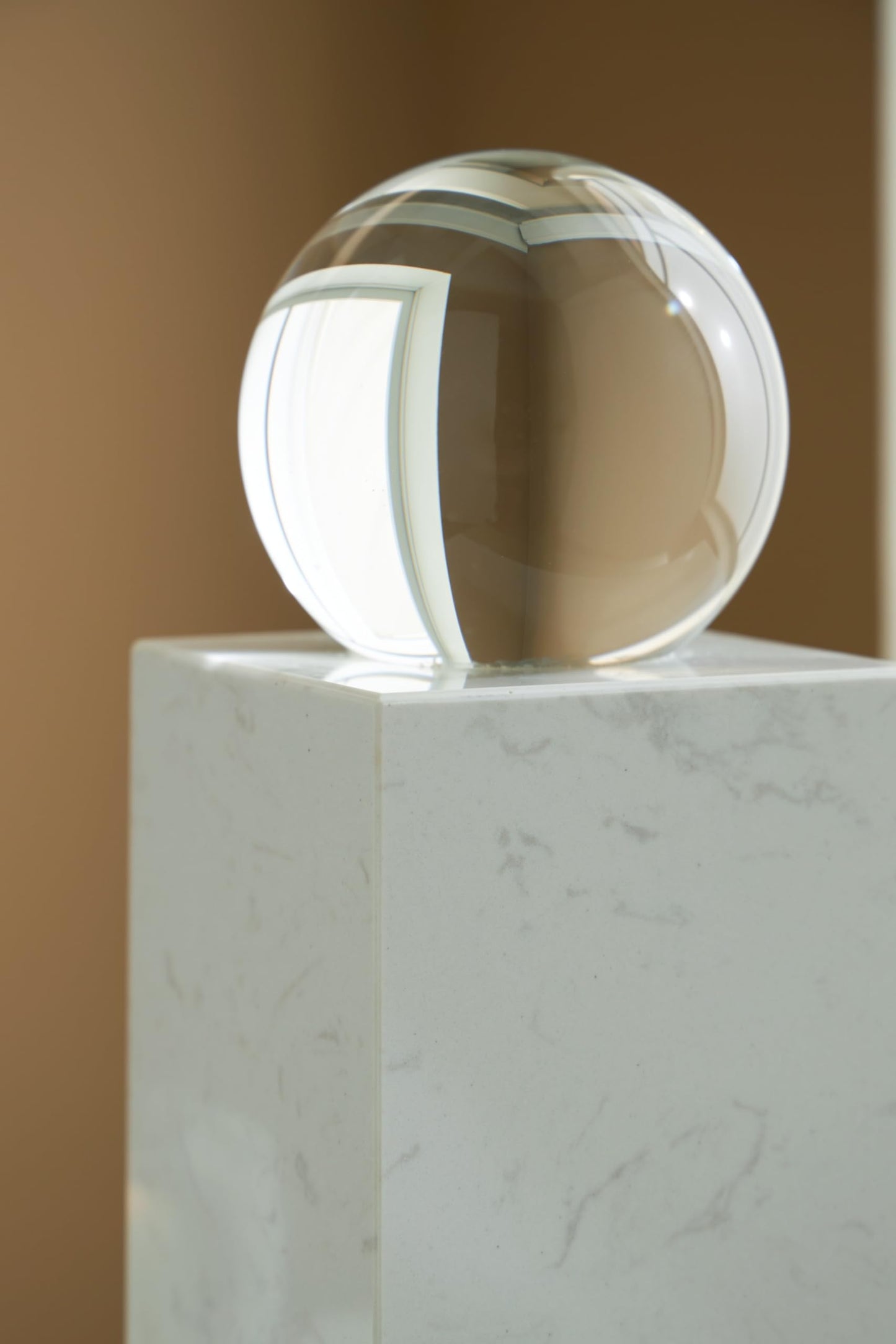 Signature Design by Ashley Sellner Contemporary Marble and Crystal Sculpture, White