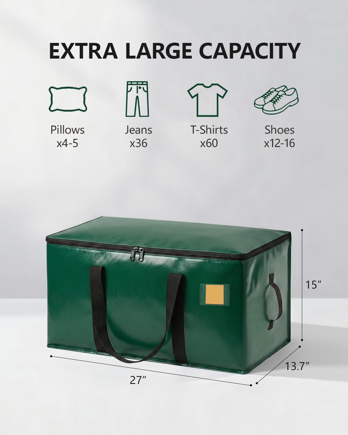 DAYSEON Heavy Duty Moving Bags Extra Large, Premium Storage Bags with Durable Zippers, Reinforced Handles, Moving Supplies for Clothes, Bedding, College Dorm Essentials, 8 Pack Green
