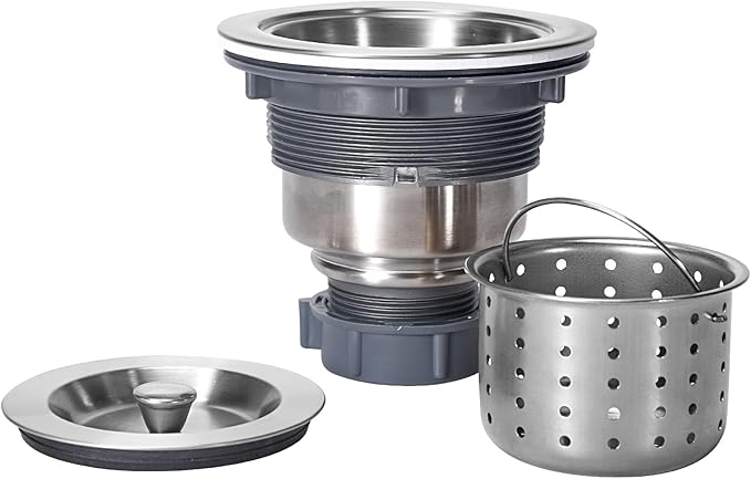 3-1/2 Inch Sink Drain Assembly Kit, Removable Deep Sink Strainer Basket