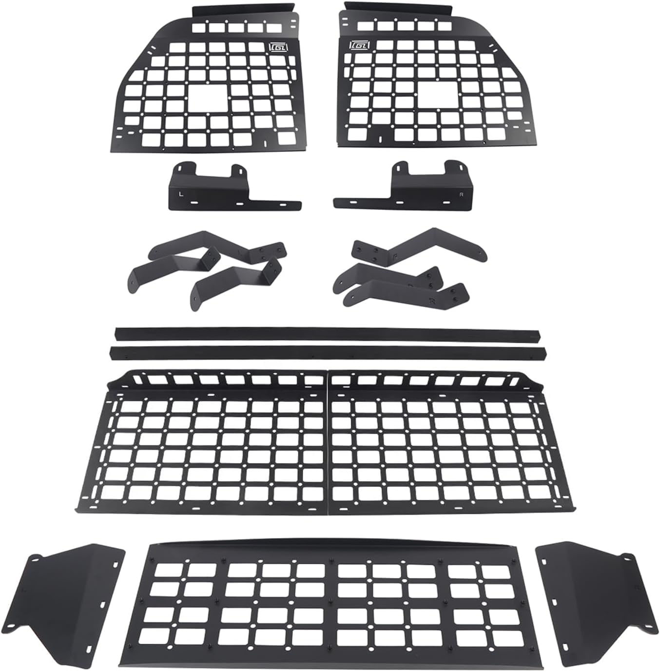 for Toyota Sequoia 2008-2022 Modular Storage Panel Shelf Rear Trunk Luggage Molle Panel Luggage Carrier Trunk Organizer Aluminum Alloy (Whole Kit)