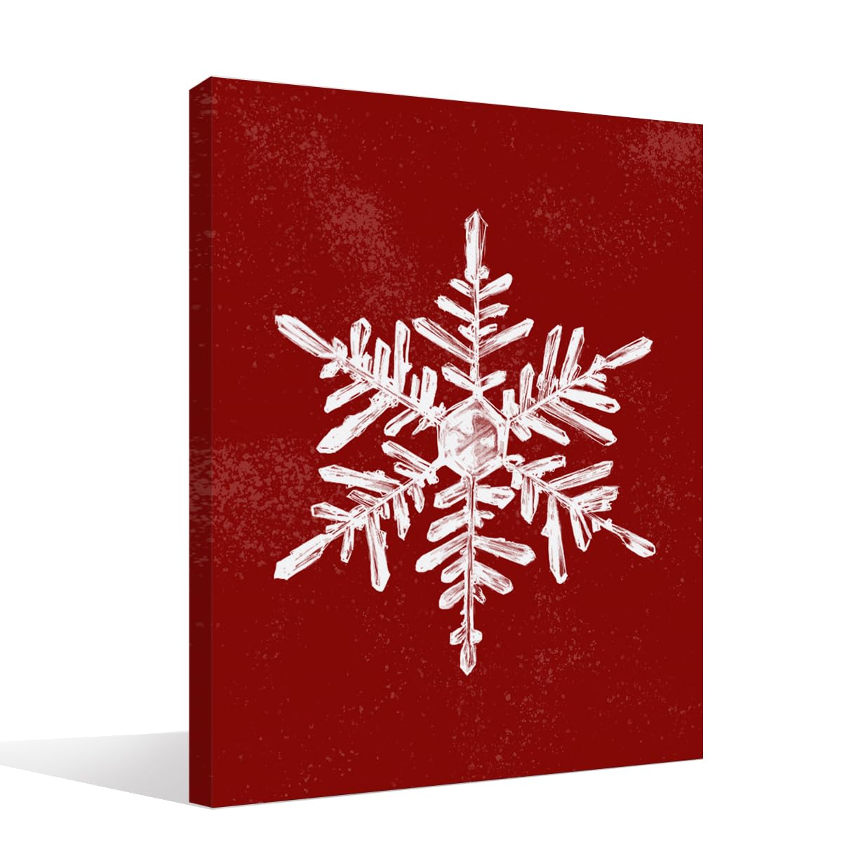 BIWSHA Winter Decor, Christmas Snowflake Wall Art, Snowflake Decorations Wall Print, Red Christmas Canvas Wall Art Decor for Home Living Room Bedroom 11×14 Inch