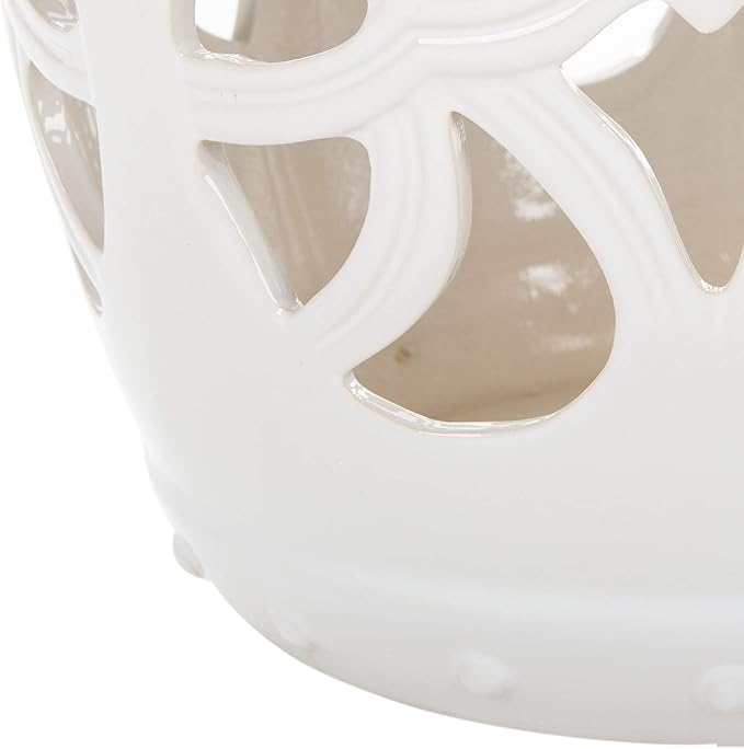 Safavieh Castle Gardens Collection Imperial Vine Antique White Glazed Ceramic Garden Stool