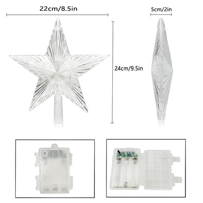 Brogrous Christmas Star Tree Topper Lights 9.5inch 10LED Multicolour with Versatile Remote Controller 3AA Battery Powered Tree-top Star for Xmas Tree Home Decoration（Indoor and Outdoor ）