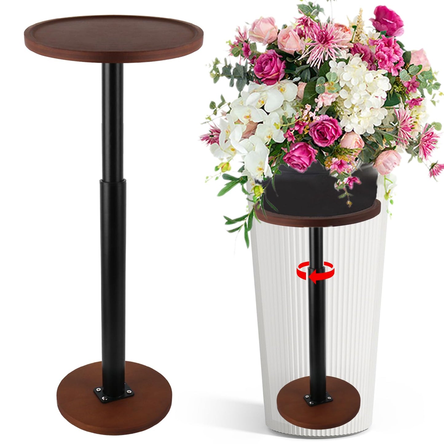 LUTTY Wooden Adjustable Plant Risers for Inside Pot,7.9-13.8 inches Tall Tapered Plant Riser Fill Bottom of Tall Flower Pots and Large Plants Containers, Rise Filler Riser of Flower Pots