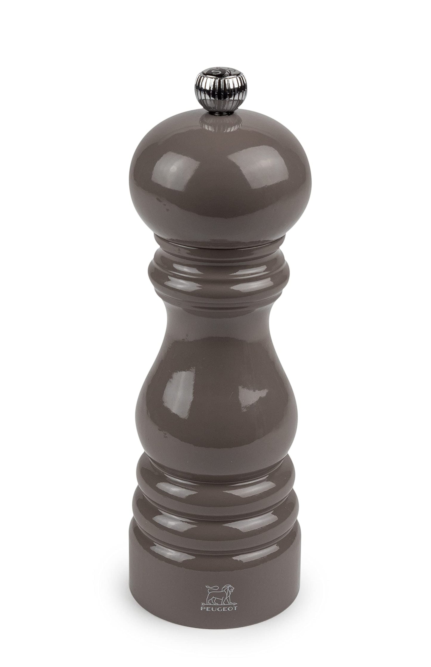 Manual Wooden Salt Mill in Taupe Grey Gloss, 18cm - 7in.