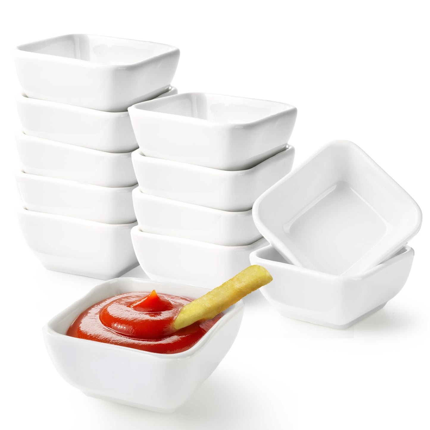 BPFY Ceramic Dipping Bowls Set of 12 3 oz Small Ramekins for Soy Sauce Sushi and Sauces Dip Dishes for Appetizers Condiments and Party Serving