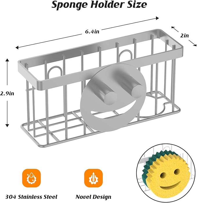 Sponge Holder Smiley Face, Sink Caddy, Kitchen Organizer