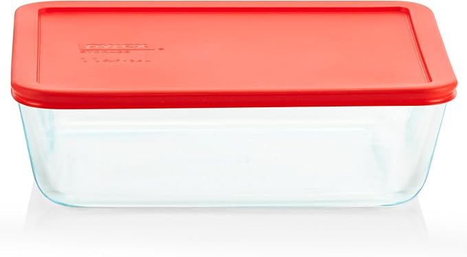 Pyrex Simply Store Glass Food Storage Container, Snug Fit Non-Toxic Plastic