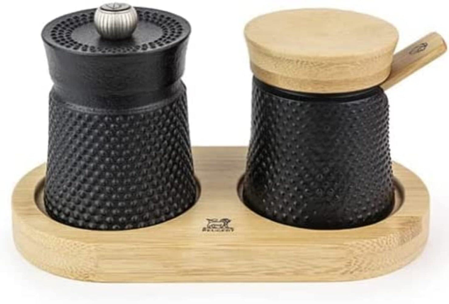 Peugeot Bali Black Cast-Iron Pepper Mill and Salt Cellar.