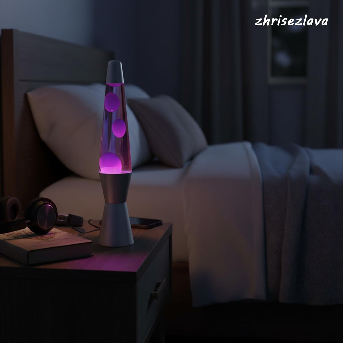 zhrisezlava 16 Inch Liquid Motion Lamps, Purple Wax Purple Liquid, Silver Base Motion Light, Relaxing Night Light, Retro Home Decor for Bedroom Office, Cool Gifts for Adults Kids.(2hao)
