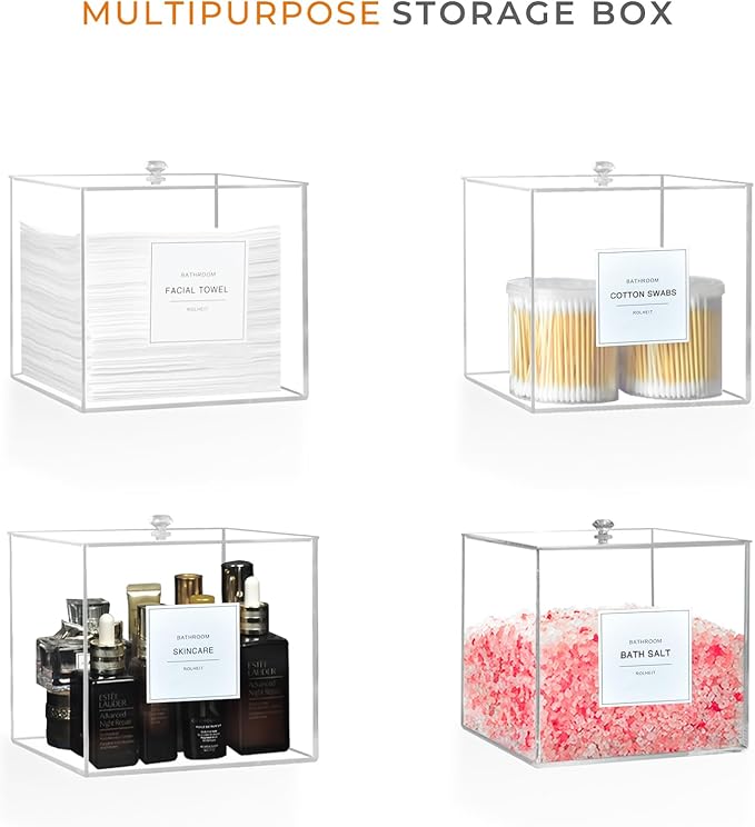 Disposable Face Towel Holder, Acrylic Face Towelettes Storage Box Compatible