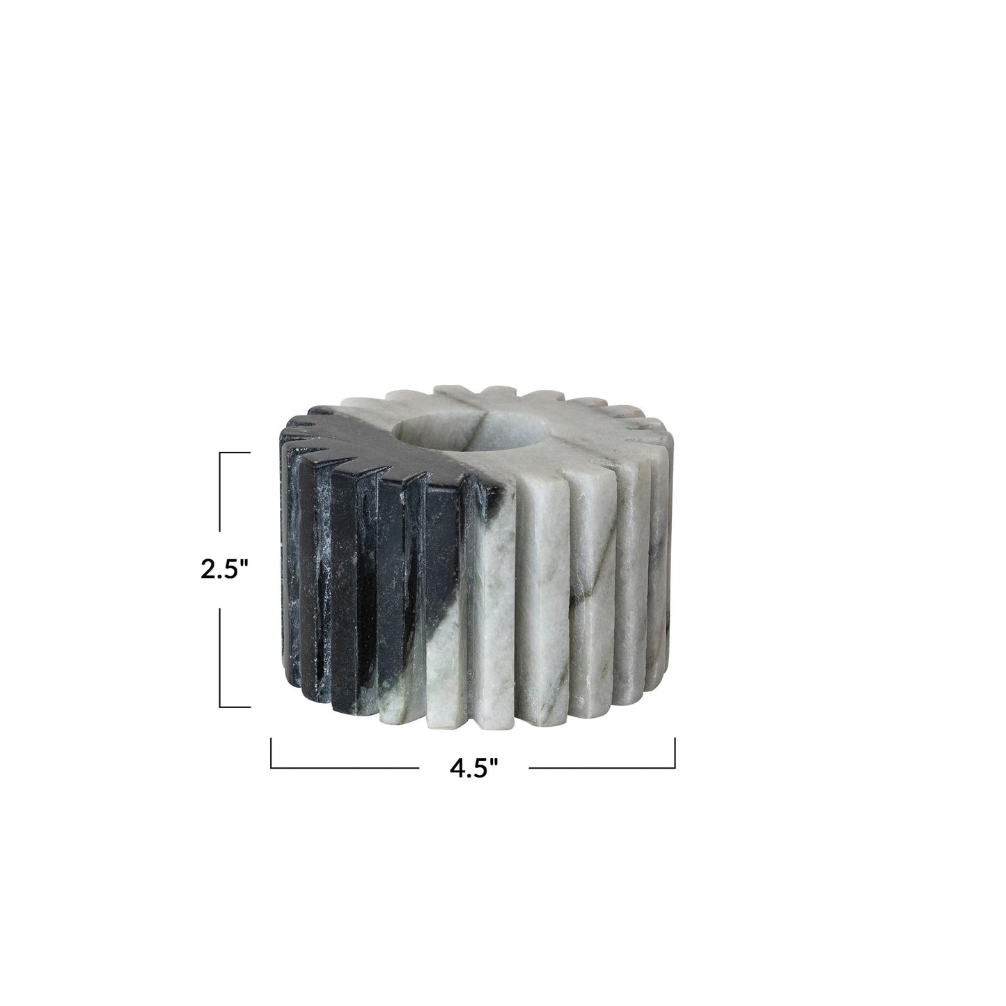Bloomingville Marble Tealight Candle Holder, Black, 4 x 4 Inches