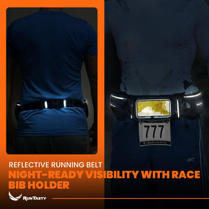 Runtasty Premium Hydration Running Belt with 2 BPA-Free 10oz Water Bottles – For Men & Women, Bounce-Free Fit, Water-Resistant Zippered Storage & Clear Tilt-Up Phone Pocket, Jogging & Marathon Ready