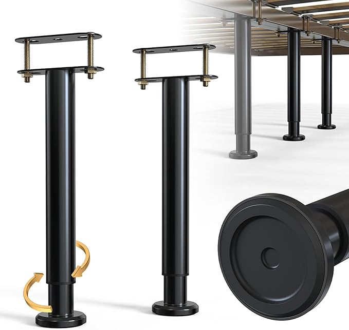 2Pcs Bed Frame Support Leg, Adjustable Height 14" to 23.6", Increase Under-Bed