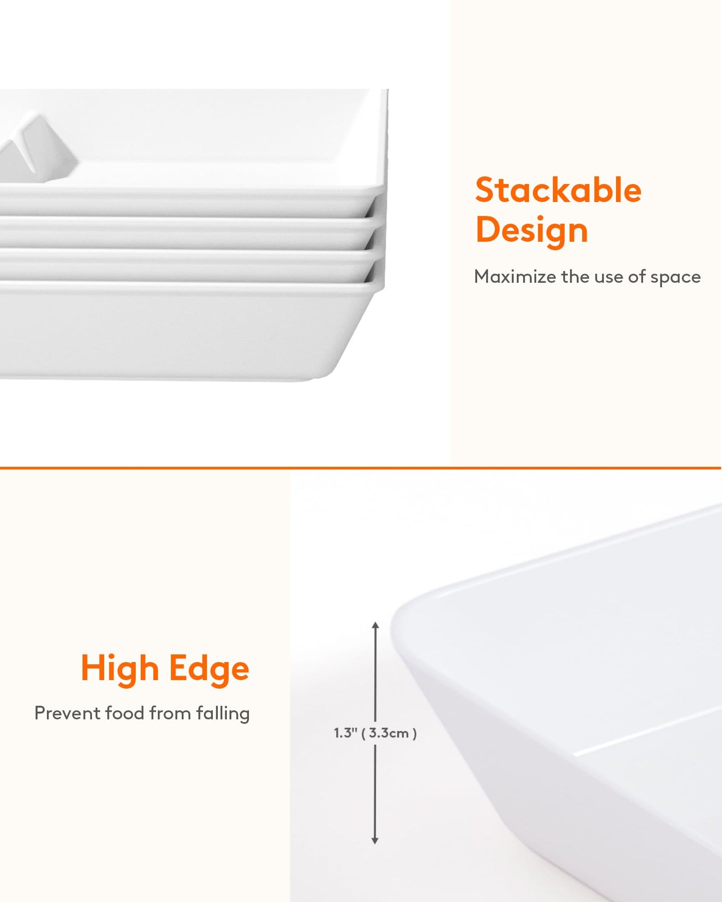 Lifewit Serving Tray Divided for Party Supplies, 8 PCS 15" x 10" Plastic Platters for Serving Food, White Reusable Tray for Veggie, Snack, Fruit, Cookies, Desserts in Kitchen/Pantry