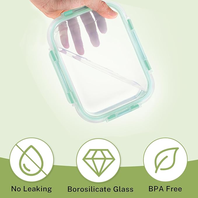 HOMBERKING 8 Pack Glass Food Storage Containers