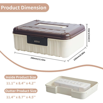 Lock Storage Box - Medicine Secure First Aid Organizer Box Safe with Combination Code for Cash Money Key Phone Snack Home Fridge Office Travel Storage Gifts - Brown - Small
