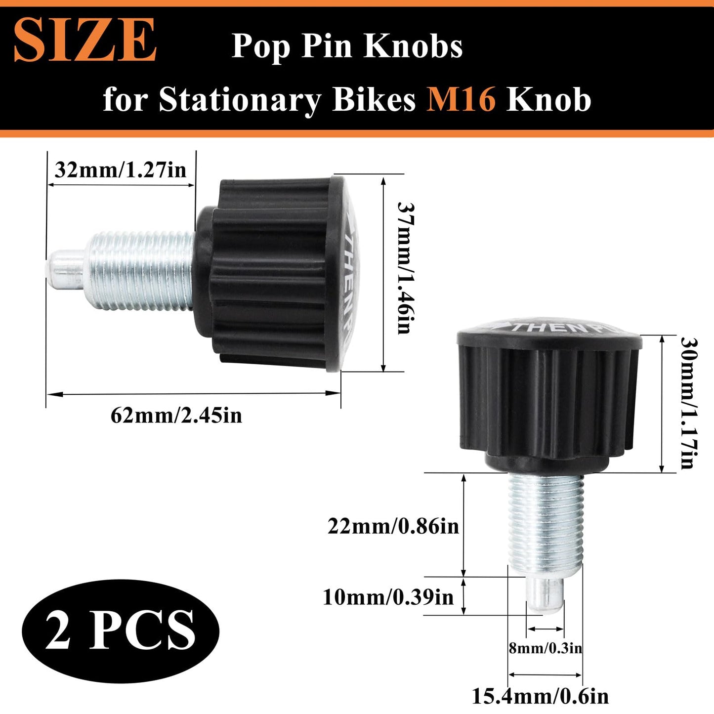 Niuohoy M16 Pull Pin Knob 2PCS Spring Adjustment Fitness Pop-up Knob Exercise Bike Replacement Parts for Fitness Equipment