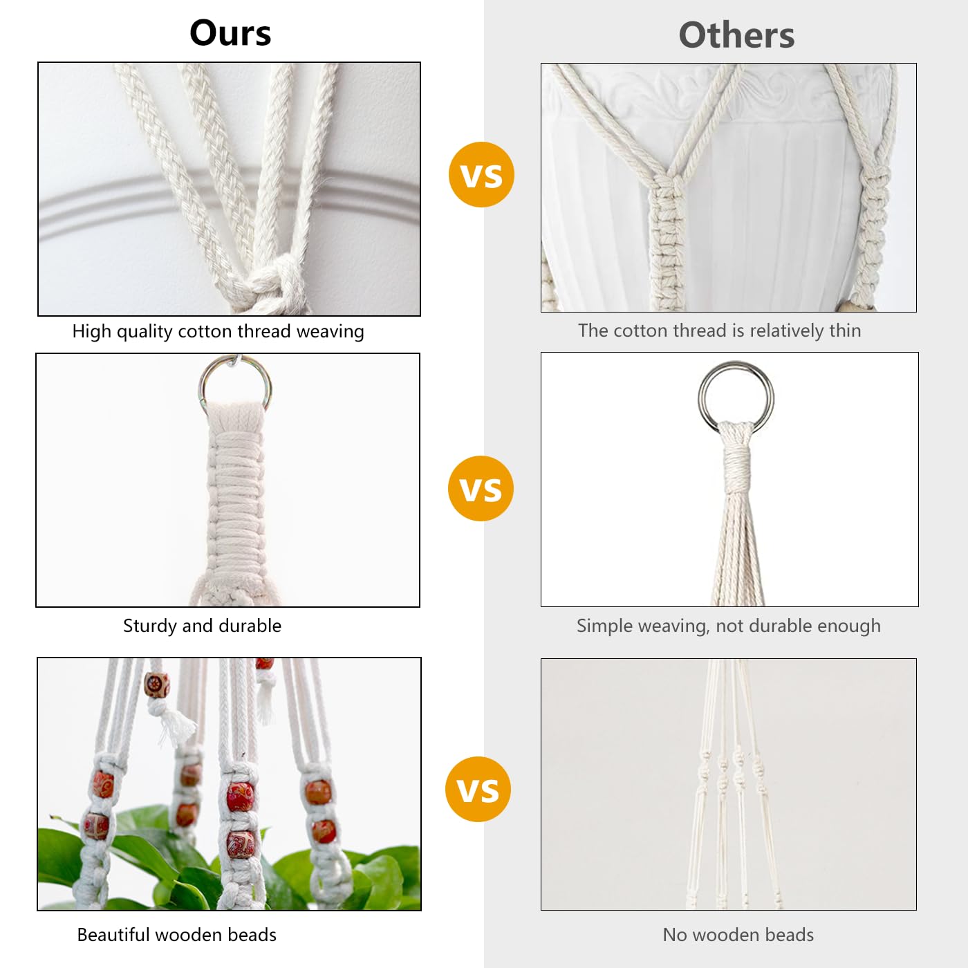Belit 2 Pack Macrame Plant Hangers Indoor Hanging Planter Basket Decorative Flower Pot Holder Rope for Indoor Outdoor Home Decor