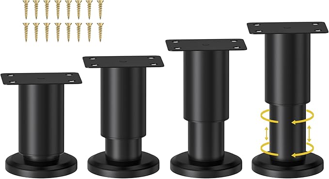 Wlrrcwdttc 4 Pcs Metal Adjustable Furniture Legs 3.15-4.72 inch, Adjustable
