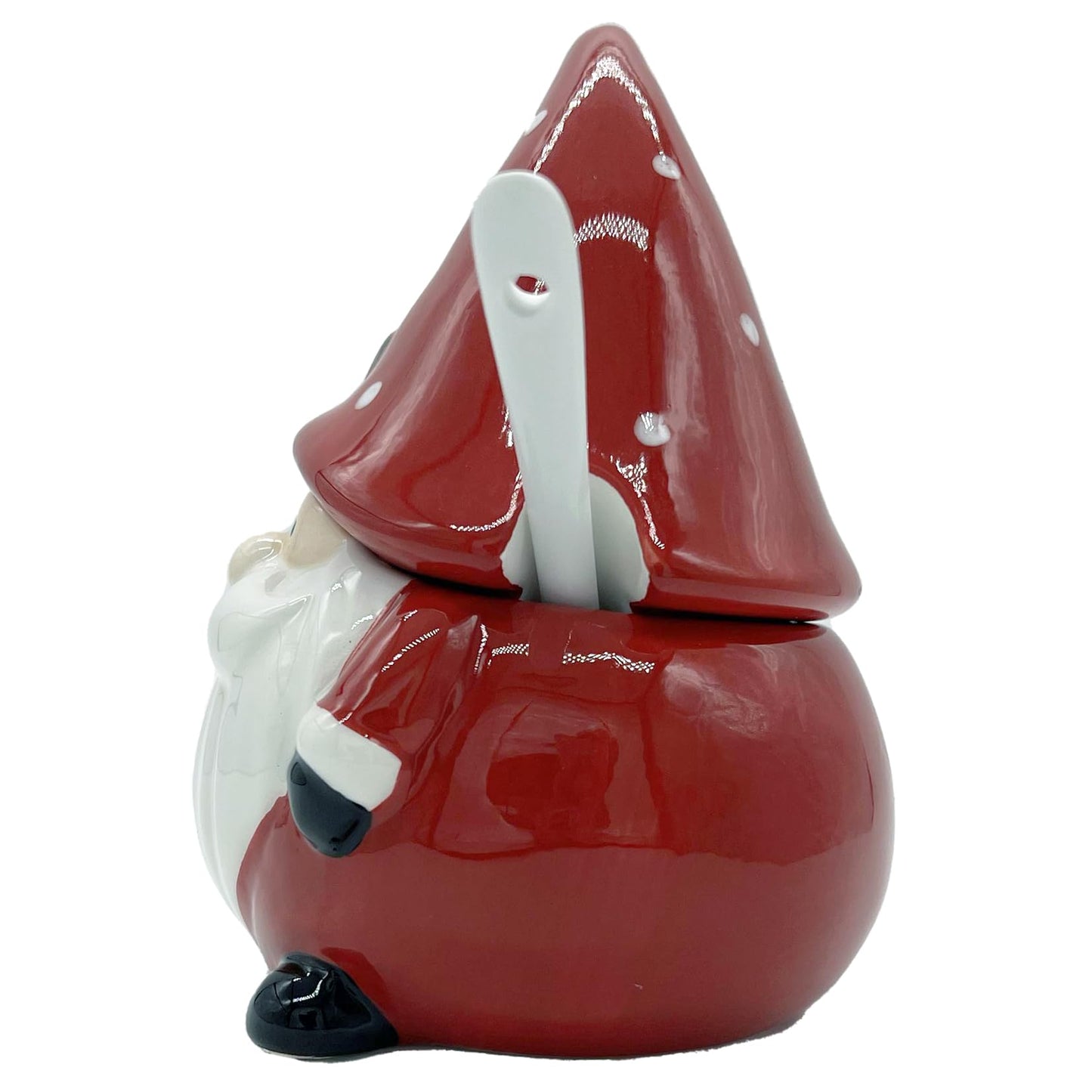 Santa Claus Salt and Pepper Shaker Set with Spoons - 6.5 Inch Ceramic Christmas Spice Dispenser with Lids for Kitchen Holiday Dining Table Decor Gift Set (Red)