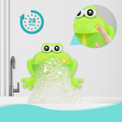 Light Up Baby Bath Bubble Toy with 24 Classical Nursery Rhymes, Automatic Frog Bubble Maker for Kids
