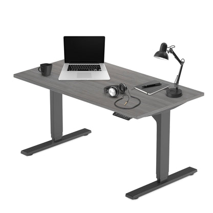 Progressive Desk Standing Desk 60x30. Dual Motor, 3 Stages Height Adjustable Stand up desks for Home Office, 60 inch -Grey Oak, Black Frame