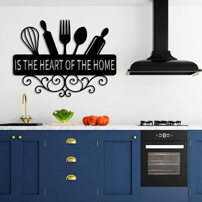 Kitchenware Metal Wall Decor, Kitchen Wall Decor, Kitchen Metal Wall Signs, Kitchenware Sign, Wall Art for Living, Dining Room (White, 19"x14"|47x35cm)