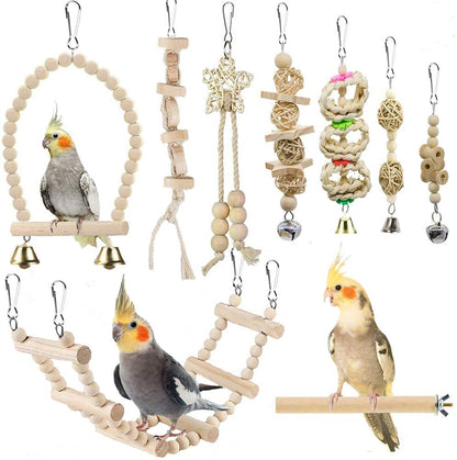 Bird Toys Parakeet Toys Bird Cage Accessories Parrot Swing Chewing Standing Hanging Perch Hammock Climbing Ladder for Budgerigar,Parakeet,Conure,Cockatiel,Mynah,Love Birds,Finches