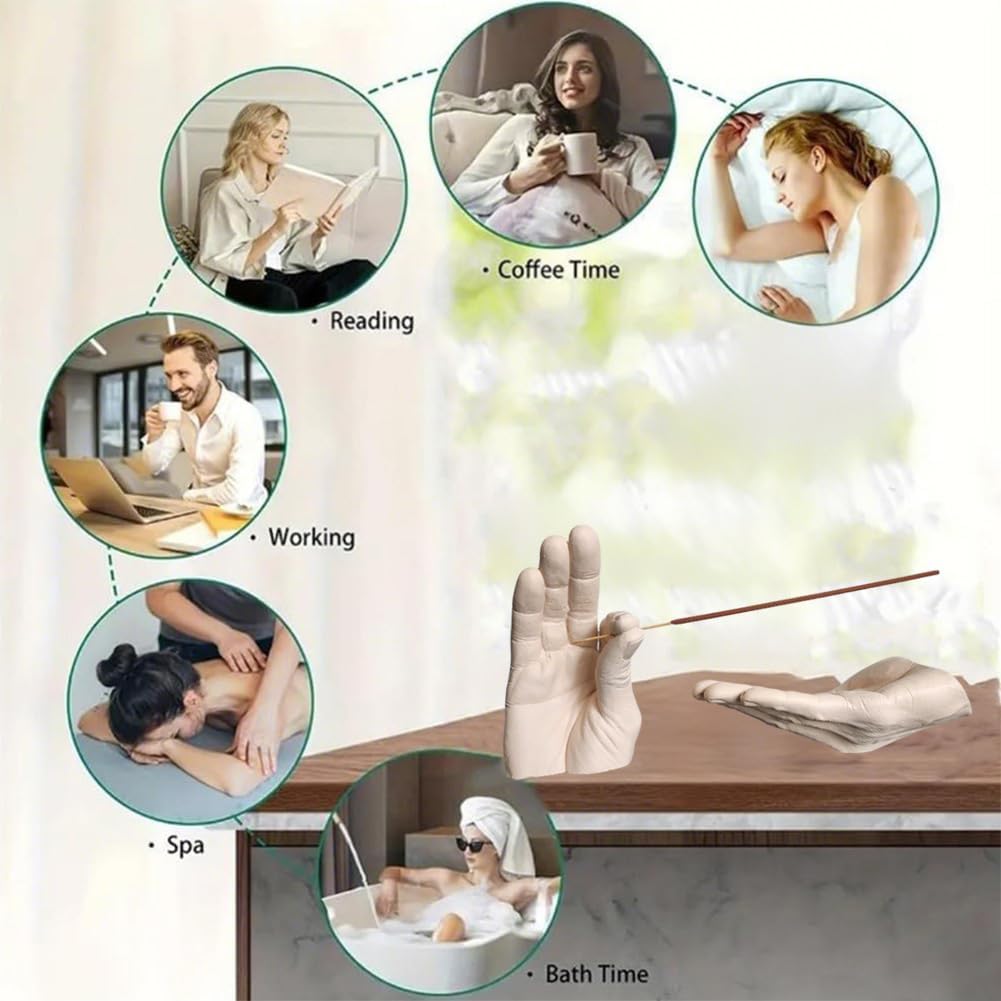 Hand Incense Holder for Sticks, Incense Burner Ash Catcher, Hand-Shaped Incense Burner Stand, for Meditation and Decoration (White)