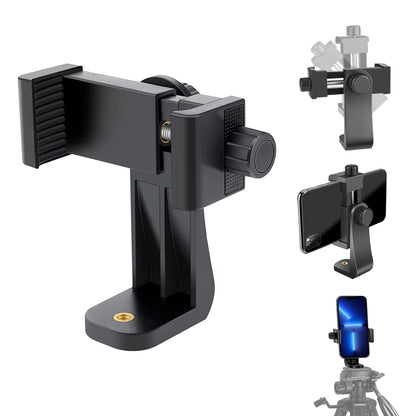 EszkozTA Cell Phone Tripod Mount Adapter, Universal Phone Holder Adjustable Clamp, 360 Degree Rotatable Bracket 1/4" Screw Clip for iPhone, Samsumg, Selfie Stick, Monopod (Black-1 Pack)