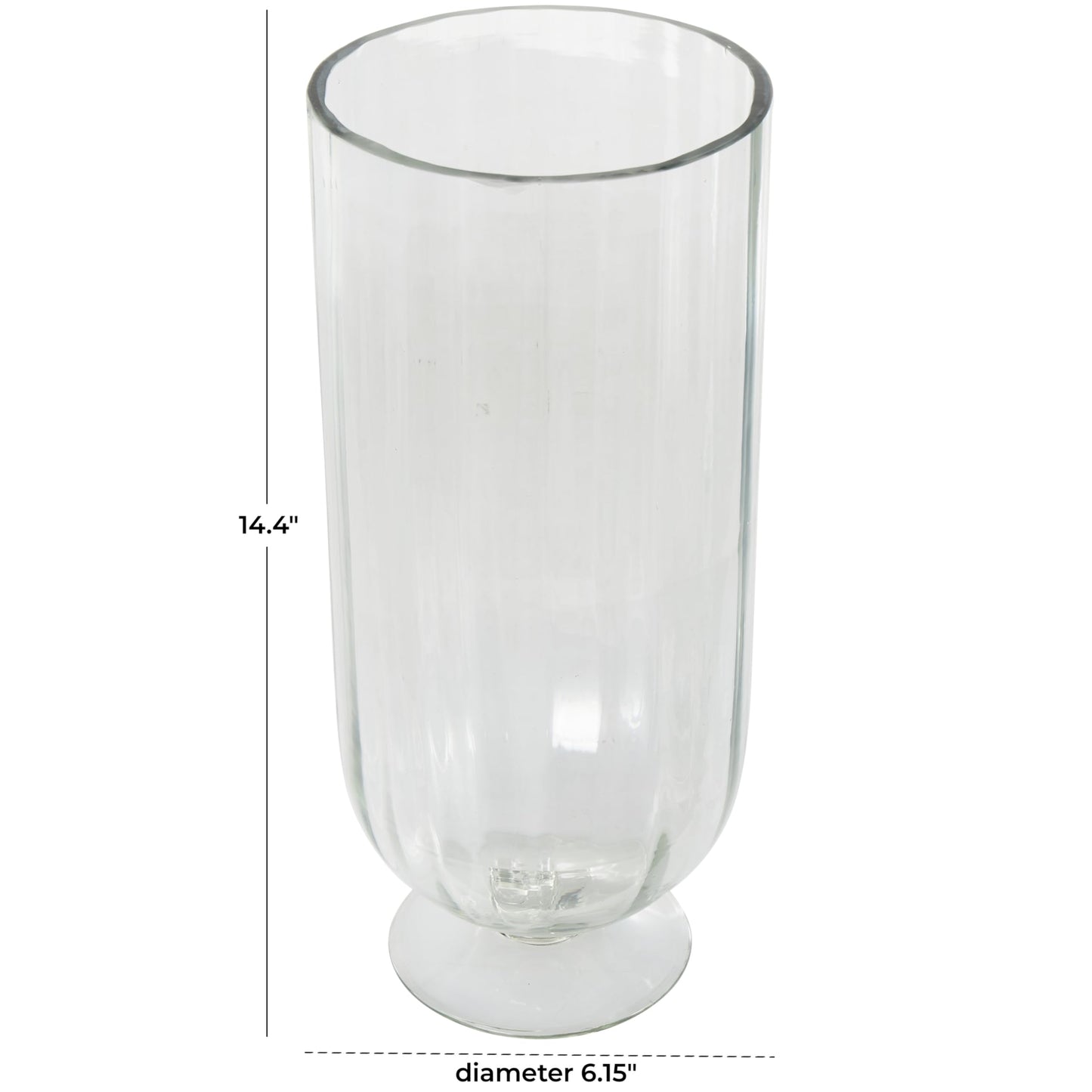Deco 79 Glass Ribbed Fluted Candle Holder with Elevated Base, 6" x 6" x 14", Clear