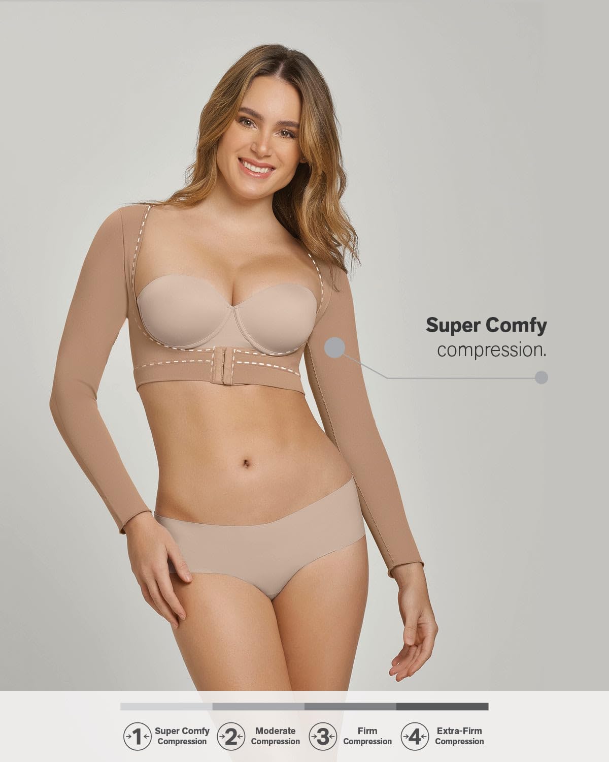 Leonisa SmartShape Vest Seamless Arm Shaper for Women, Upper Body Compression Garment Vest with Posture Corrector