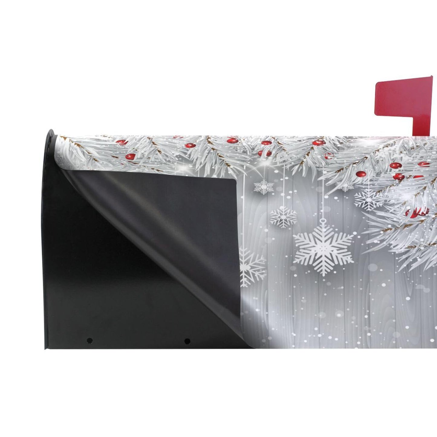 ALAZA Silver Christmas Tree Snowflake Magnetic Mailbox Cover MailWraps Garden Yard Home Decor for Outside Oversized-25.5" x20.8"