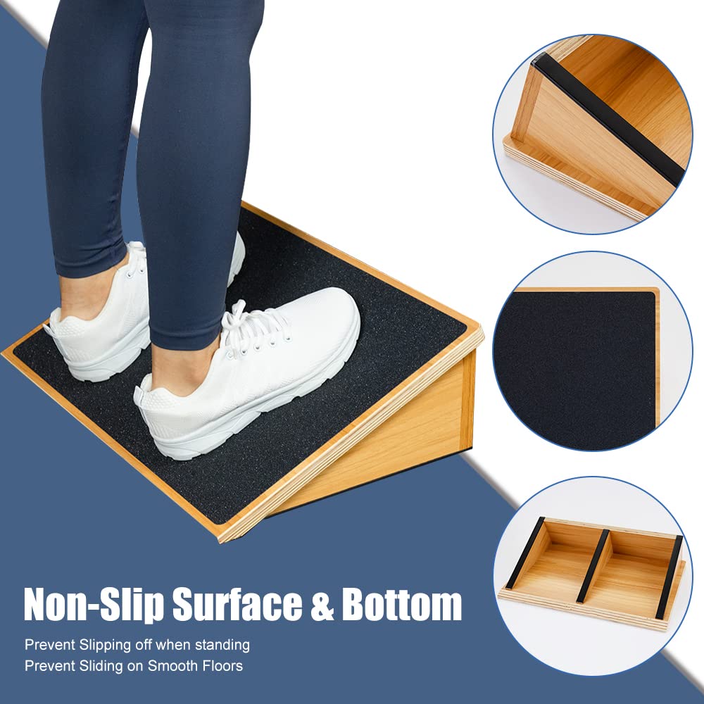 StrongTek Slant Board for Squats & Knee Training, Heavy-Duty Incline Board with Non-Slip Surface, Fixed 25° Wooden Stretch Board, 1000 Lbs Capacity