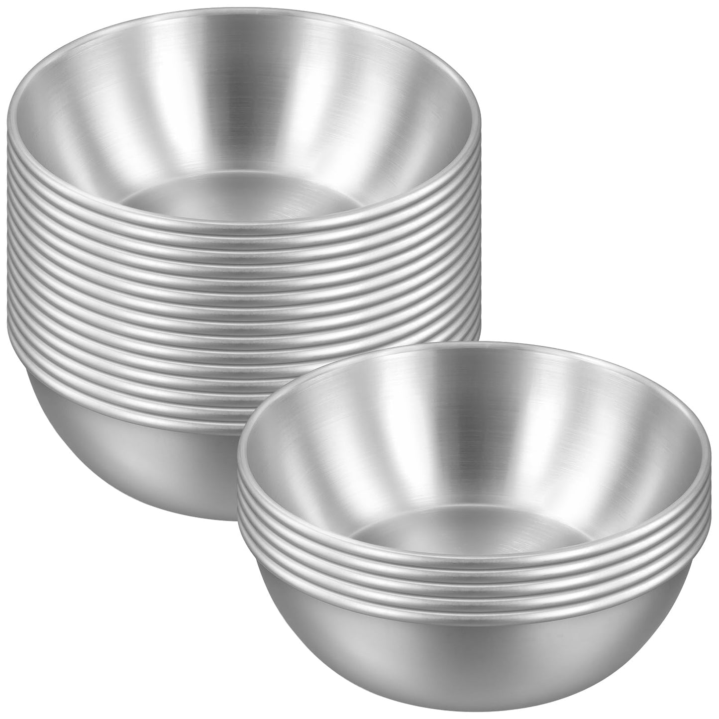 SHEUTSAN 20 Pack 3oz Stainless Steel Sauce Dishes, 3.5 Inch Mini Metal Dipping Bowls, Small Appetizer Plates for Seasoning Dishes Sushi Dipping Bowl,Silver