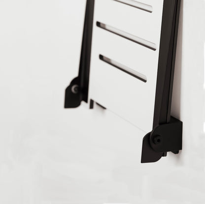 Seachrome 18 inch Silhouette Slimline Folding Wall Mount Shower Bench Seat, White Seat with Matte Black Frame
