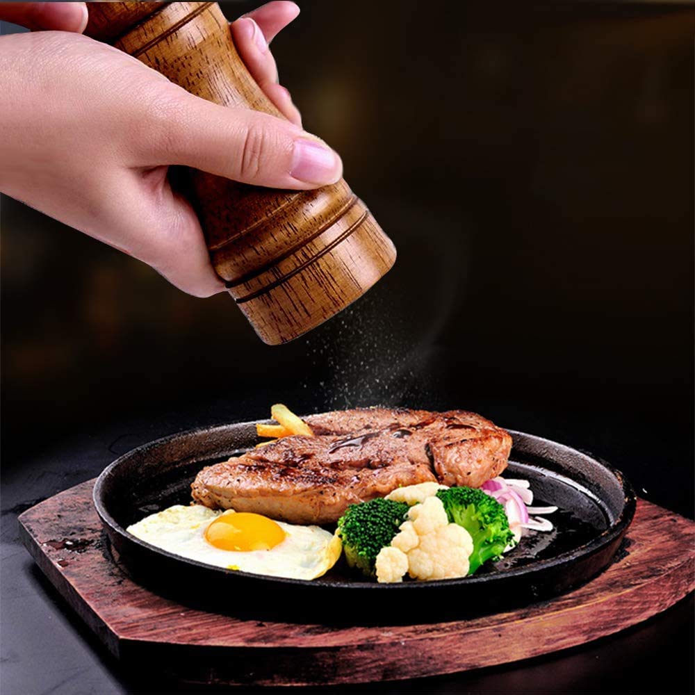 solid wood oak grinder restaurant pepper manual grinding powder pepper grinding kitchen seasoning tool (5 inch)