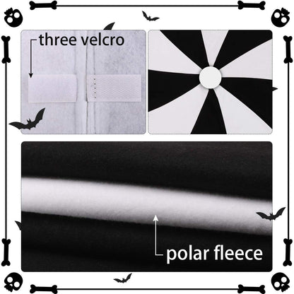 yuboo Black and White Tree Skirt, 48" Large Lollipop Tree Skirt for 6-7.5 FT Artificial Trees, Halloween Christmas Tree Decorations Ornaments, Spring Easter Holiday Party Xmas Tree Mat